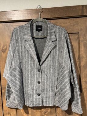 Liverpool Gray Striped Notch-Collar Jacket